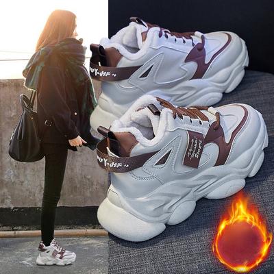 Женские зимние кроссовки Женские кроссовки на толстой платформе Спортивные кроссовки для бега Комфорт Плюс Бархатные теплые кроссовки для скейтборда