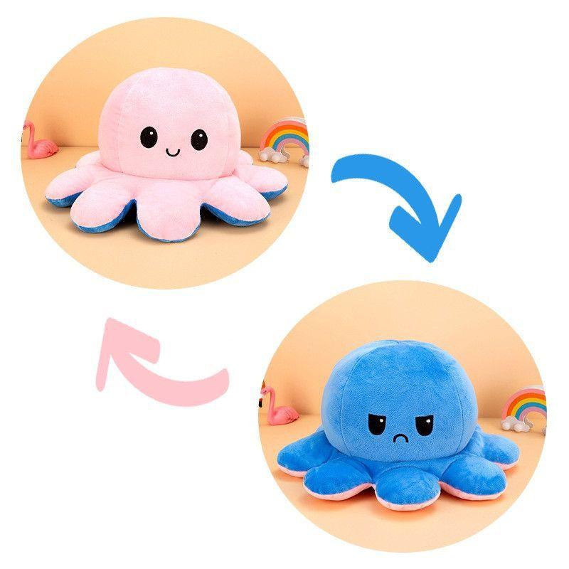 Unique Double-sided Flip Reversible Octopus Plush Toy With Realistic Expressions For Children