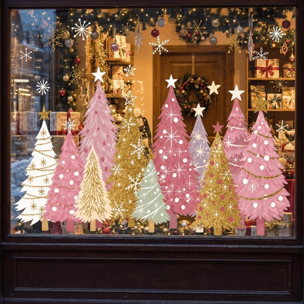 No-Glue Christmas Window Clings No-Adhesive Glass Decals New Static Stickers  Winter