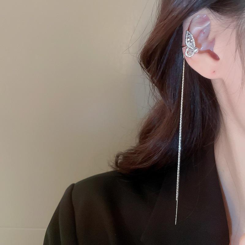 Серьги-клипсы с бахромой из искусственных кристаллов розы, супер фея, сладкий и крутой ветер, бабочка без проколов ушей, клипсы для козелка, премиальные серьги.