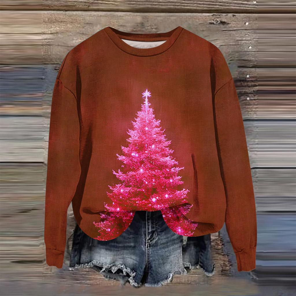 Women's Fashion Printed Long Sleeve Loose Round Neck Sweatshirt Top Fall