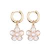 Fashion Cute Pearl Flower Pendant Hoop Earrings For Women Girls Stainless Steel Gold Color Ear Buckle Enamel Charm Drop Jewelry