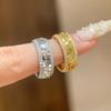 Vintage Diamond Studded Sequin Crushed Ice Ring   Diamond Two-Color Simple And High-End Couple'S Rings Jewelry Gift