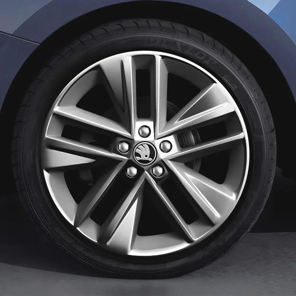 Car Sticker Skoda 2026 Hot 4pc 55mm 65mm Car Original Wheel Center Cover Hub Cap Emblem Replacement For Skoda Octavia Fabia Rapi