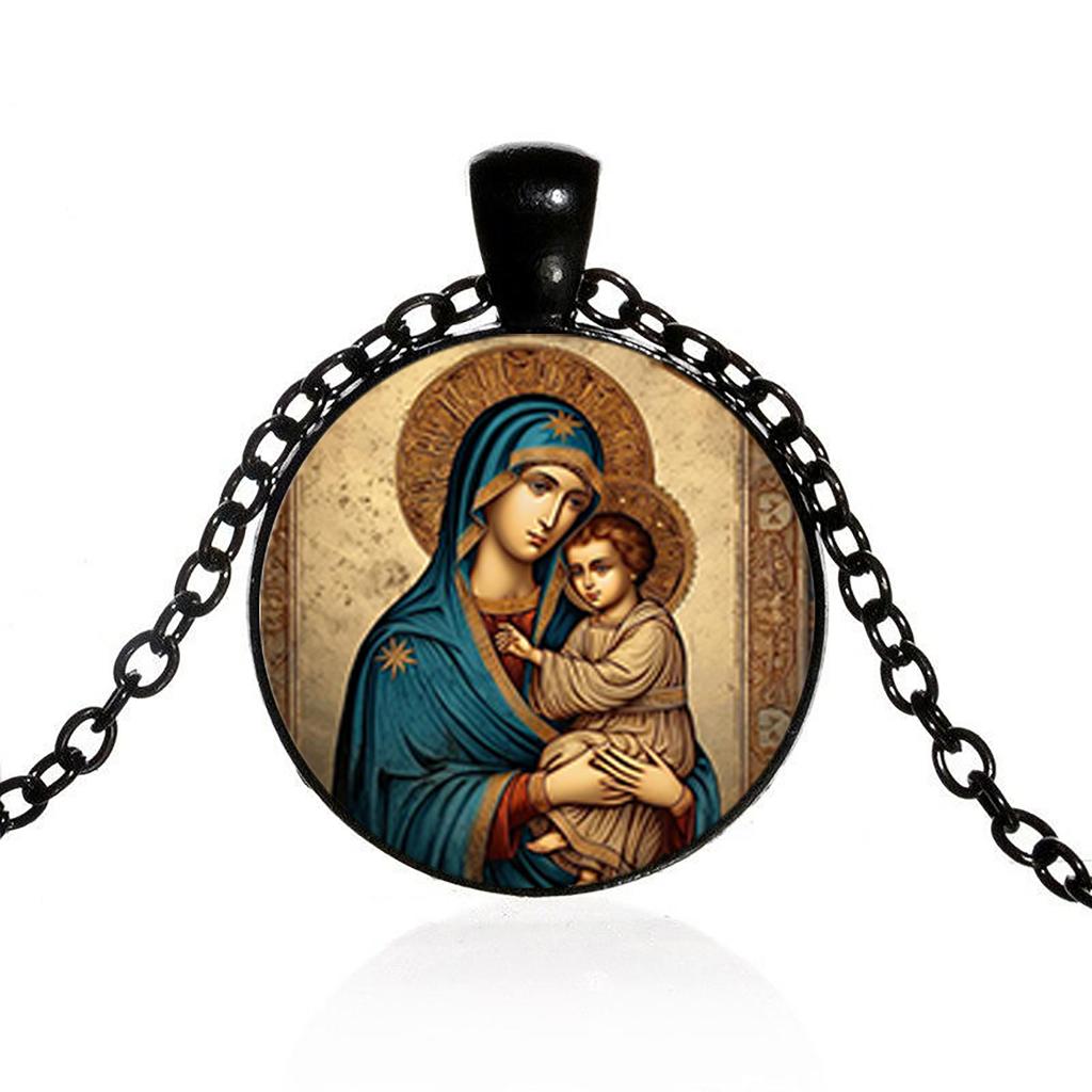 Винтажное ожерелье с Девой Марией и Младенцем, христианское украшение и католический религиозный кулон в подарок