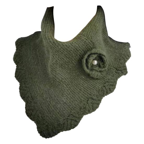 Fake Collar Flower Decoration Solid Color Knitted Scarf Soft Cozy Warm Dress False Collar Winter Accessory