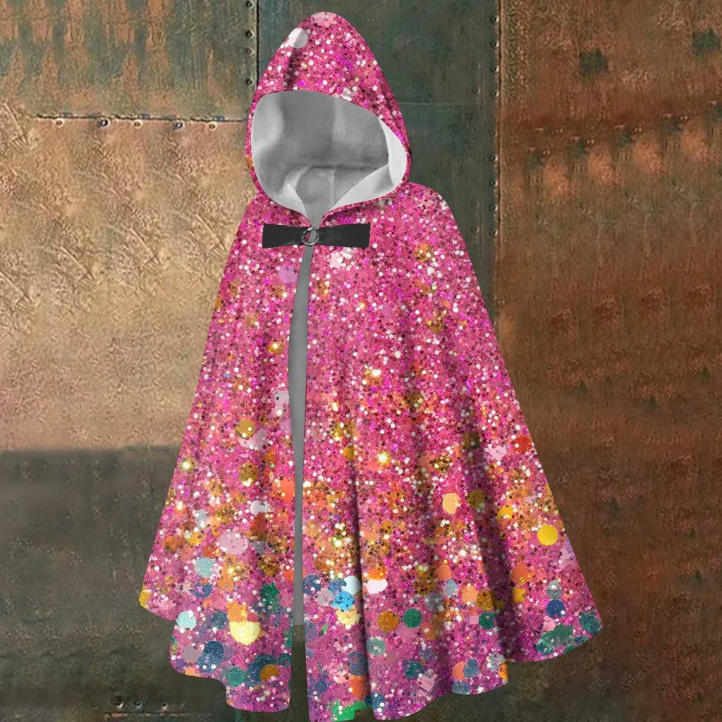 Christmas Print - Unisex Retro Vertical Cape Long Hooded Cape