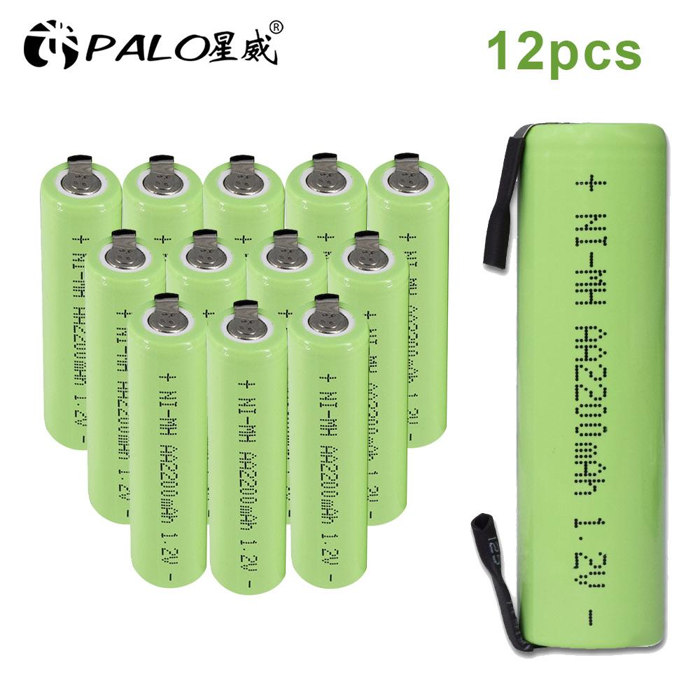 PALO 2/4 шт. батарея для электронных сигарет AA перезаряжаемая батарея AA NiMH 1,2 В 2200 мАч батарейки для беспроводного телефона бритва зубная щетка