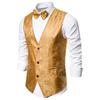Men Stage Show Suit Vest with Bow Tie Printing Single Breasted Dress Vest Slim Fit Formal Business V Neck Sleeveless Waistcoat