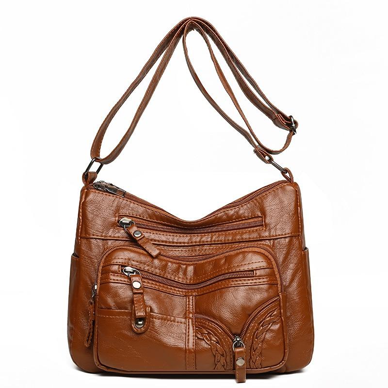 Single Shoulder Soft Leather Large Capacity Diagonal Bag