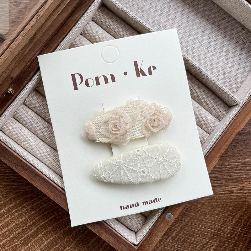 Детские милые кружевные заколки для волос, милые заколки для волос с бантиками, детские жемчужные вышитые цветы, боковая заколка, челка, сломанные заколки для волос