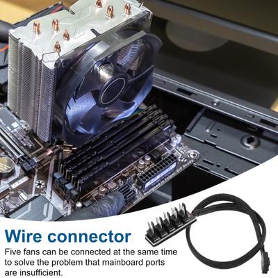 Yousheng Fan Hub Splitter Braided Cable Universal Fit Простая установка Интеллектуальный 4-контактный PWM CPU Cooling Fan Splitter Hub Adapter