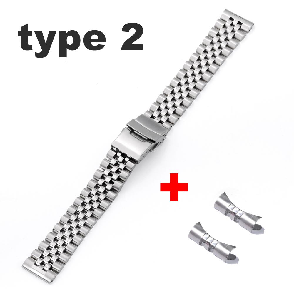 Прочный ремешок из нержавеющей стали для Seiko SKX для браслета Jubilee с изогнутым концом, мужские аксессуары для часов 18 мм 19 мм 20 мм 21 мм 22 мм 24 мм