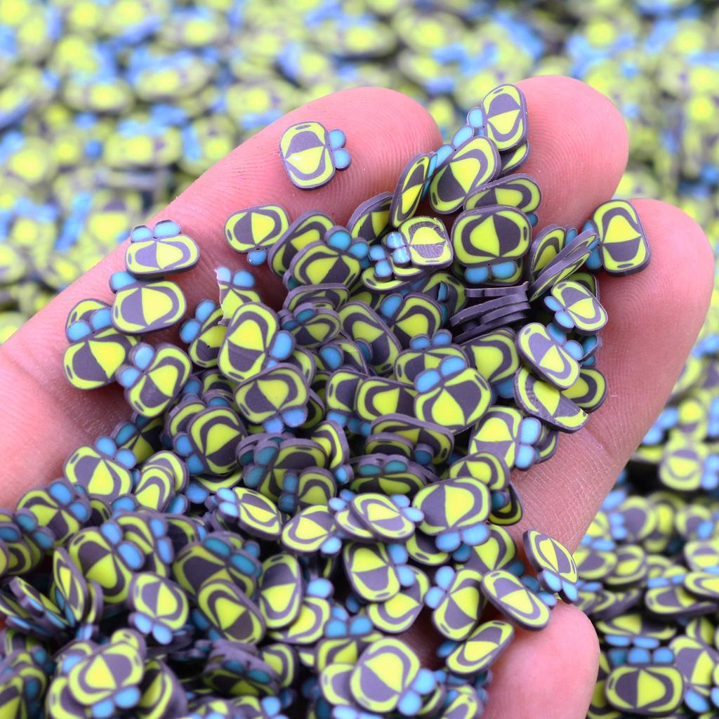 1KG Easter 5 MM Polymer Clay Yellow Blue Bee Slices Green Sprinkles Slice for Slime Nail Art Decoration Crafts