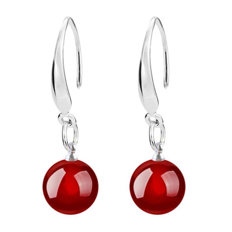 925 Sterling Silver Gold-Plated Red Pendant Earrings, 2 cm