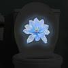 Glow-In-The-Dark Rainbow Blue Flower Toilet Sticker Shiny Crystal Floral Theme Decal Self-Adhesive Removable Bathroom Decoration