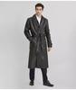 Handmade Fashion Formal Original Lambskin Leather Black Long Trench Coat Robe
