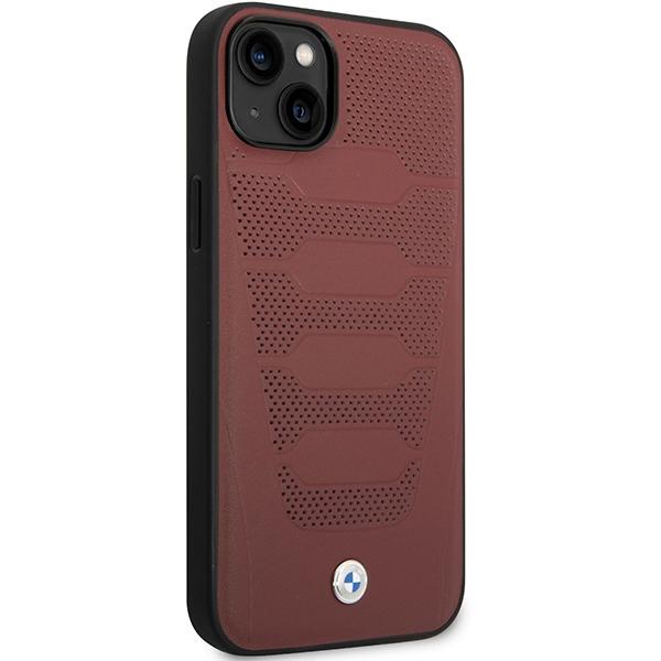 Etui do iPhone 14 BMW Leather Seats Pattern burgundowy