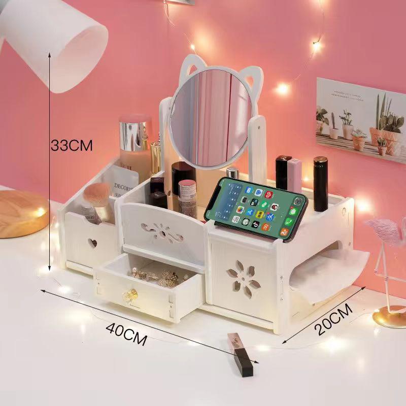 Multifunctional Drawer Makeup Mirror & Skincare Organizer