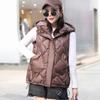 Women Autumn Winter Soild Color Rhombus Thicken Outwear Cotton Padded Hooded Sleeveless Warm Jacket Coat Vest
