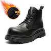 British Martin boots men's thick-soled heightening tooling boots business handsome high-top leather shoes niche short boots 22721-J