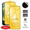 2 шт. закаленное стекло с полным покрытием для iPhone 11 12 13 14 Pro Max X XR XS Max 7 8 Plus SE Защитная пленка для экрана для iPhone 13 Pro Max 12 Mini 12 Pro