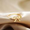 Minimalist Fashion Gold Color Stainless Steel Bow Rings Metal Waterproof Attractive Women Jewelry Accessories