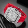 Роскошные часы Iced Out для мужчин Хип-Хоп Квадратные Алмазные Кварцевые Часы Модные Спортивные Силиконовый Ремешок Бочкообразные Часы Мужские
