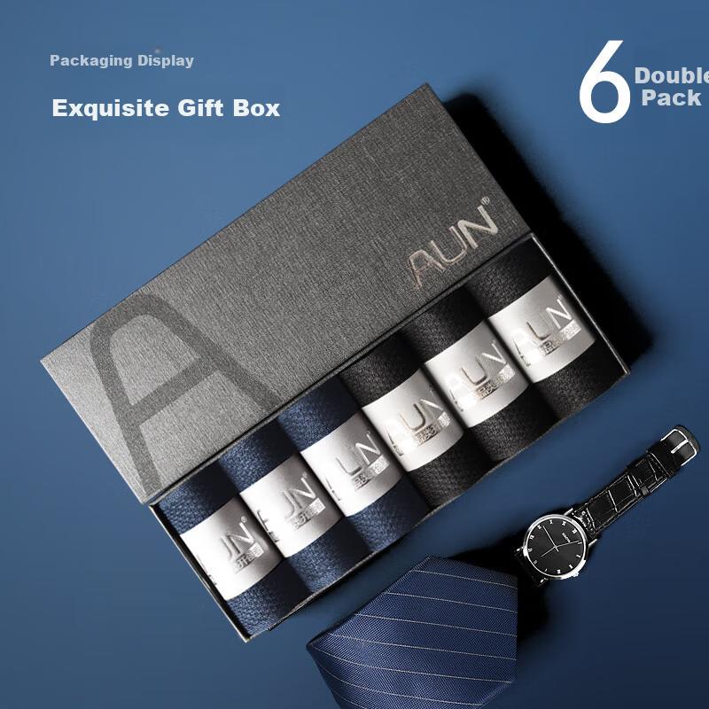 AUN Men's Socks 7A Grade Long-Staple Cotton Mid-Calf Business Casual Odor-Resistant Socks Gift Box Set