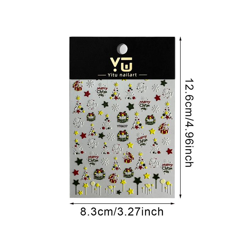 5D Зимние Рождественские наклейки для ногтей Красочная гирлянда из звезд Колокольчики Снежинка Декаль для нейл-арта Маникюрные украшения