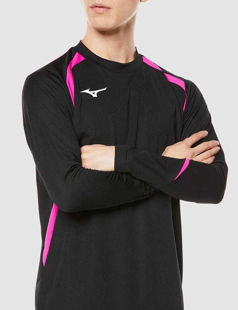 Volleyball Game Shirt, Long Sleeve, Moisture-Wicking, Quick-Drying, Junior Available, V2MA2123, Unisex, Black x Magenta, XS