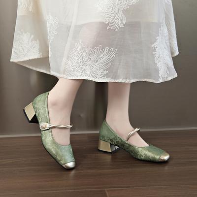 Мода 2024 года, женская весна и осень, новая мода, цветная кожаная поверхность, светлый рот, удобные туфли на высоком каблуке