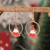 New Christmas Drip Oil Stud Earrings: Red & Green Tree, Snowman, Boots, Bells – Cute Cartoon Jewelry