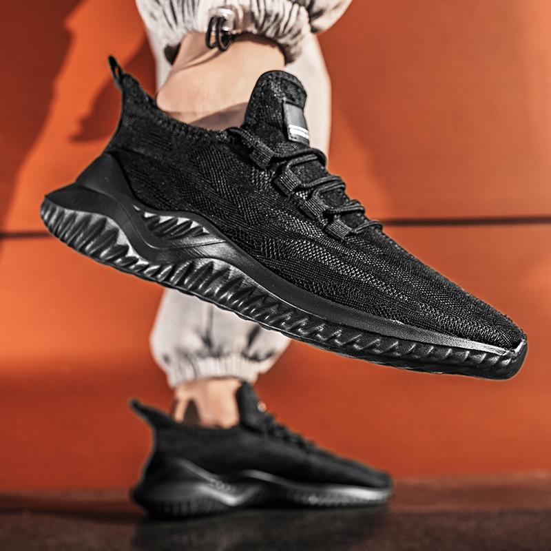 MAEDEF Мужская сетчатая повседневная обувь, дышащие высококачественные кроссовки, летние, на шнуровке, легкие, черные, большого размера, для ходьбы, мужские теннисные туфли