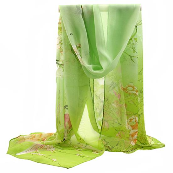 Модный женский длинный шифоновый палантин с цветочным принтом, мягкий солнцезащитный шарф