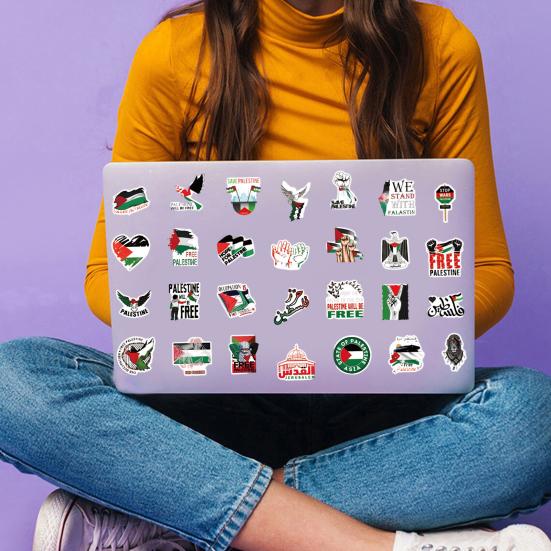 50Pcs Free Palestine Stickers Cool Waterproof Vinyl Decal for Adults Teens Kids Cartoon Graffiti Sticker for Water Bottle Bike