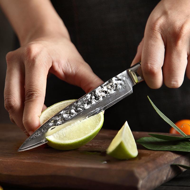 Кухонные ножи, 5-дюймовый профессиональный класс, лучшее качество, 67 слоев японской дамасской стали, легкий пилинг, разрезающий нож для фруктов и помидоров
