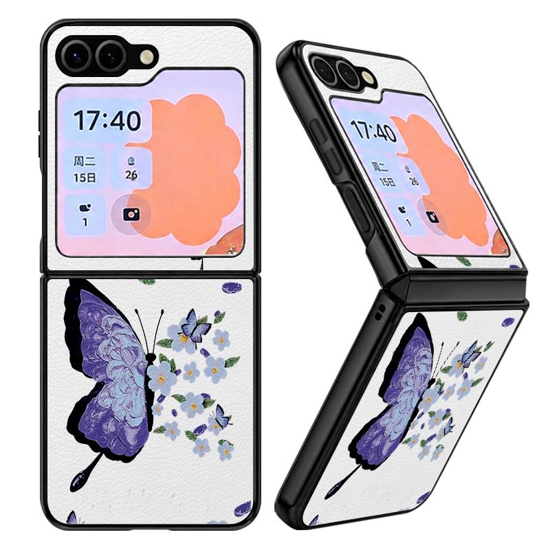 Романтичный Чехол-Бабочка Для Samsung Galaxy Z Flip 8 7 6 5 Flip8 Flip7 Flip6 Роскошная Кожаная Накладка Жесткий Чехол Для Складного Телефона