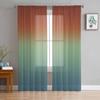 Abstract Gradient Rust Red, Blue-Green Sheer Curtains for Living Room Decoration Window Curtains Kitchen Tulle Voile Curtains