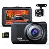 Compact Car Dash Cam with 2 Front and Rear 1296P HD LCD Image Correction Overwrite Continuous Motion Nighttime Engine Linked Circuit and Easy
