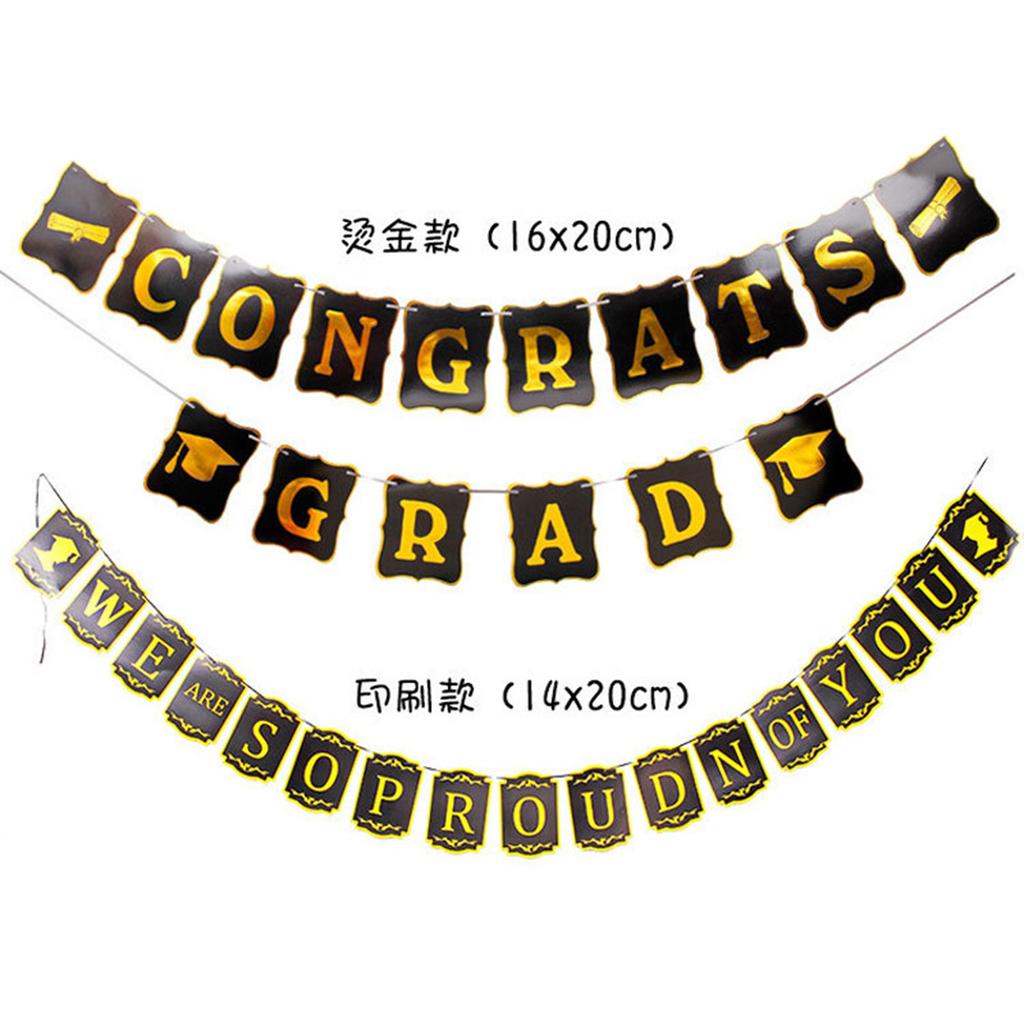 Congrats Grad Paper Flag Graduation Season School Reunion Party Decoration Bronzing Banner