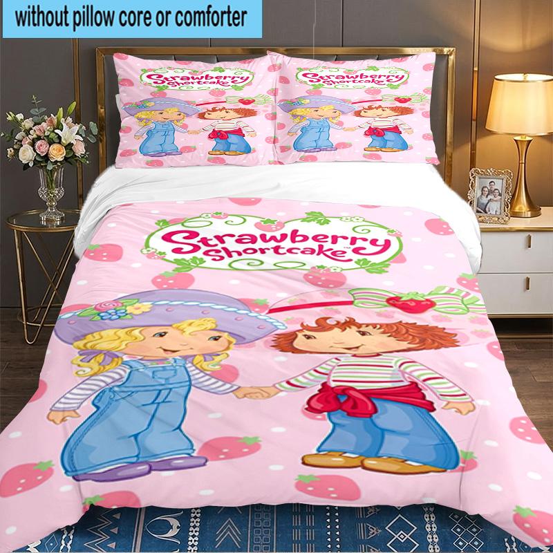 Straw-berry 3pcs Bedding Set,Including 1pc Duvet Cover And 2pcs Pillowcases Perfect Gift for Christmas,Ideal for Bedroom, Dormitory