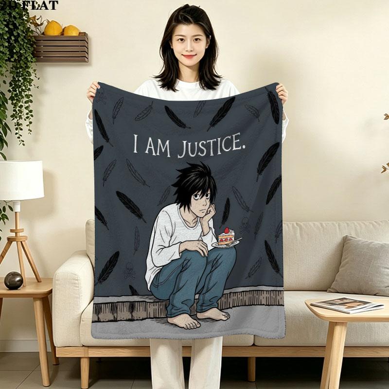1PC Death Note Patterned Flannel Blanket Suitable For All Seasons For Home Decor Warmth And Comfort Gifts Holiday Present