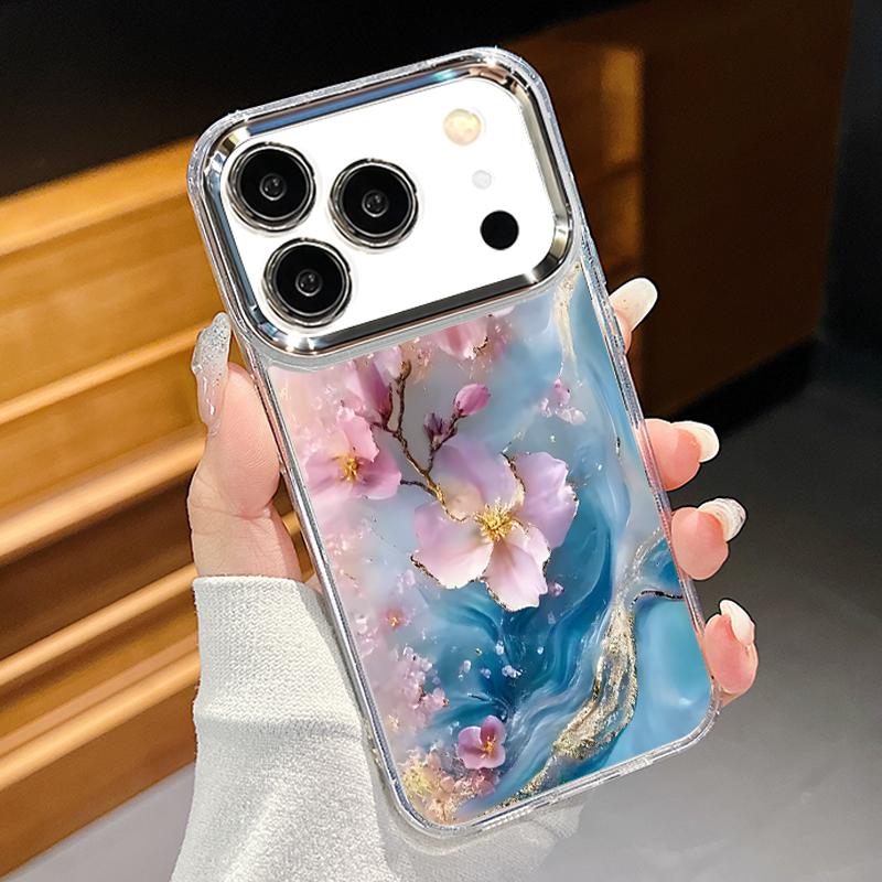 Чехол с узором «Золотой Мрамор» для iPhone 17 Pro Max Позолоченная Рамка Камеры Прозрачная Мягкая Крышка Для iPhone 16 15 14 13 Pro Max 11 16E 17E