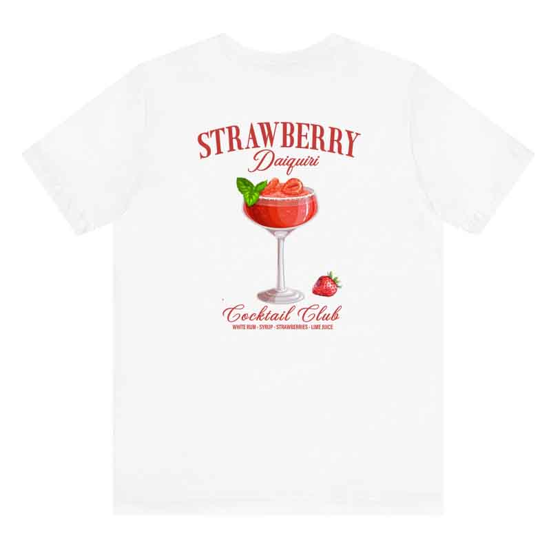 Unisex Oversized Strawberry Daiquiri T Shirt Vintage Aesthetic Cocktail Tshirt Cute Alcohol Drinking Shirt Summer Streetwear Tops