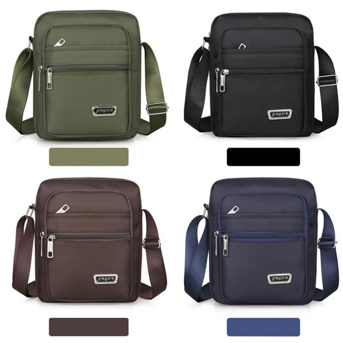 Four Zipper Men's Nylon Cloth Crossbody Bag Shoulder Bag Outdoor Leisure Bag