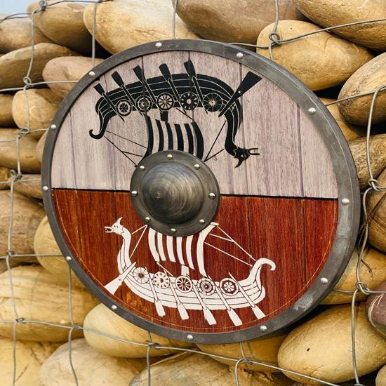 60.96 Cm Viking Round Shield Medieval Warrior Shield Drakkar Wooden Norse Shield Décor Shield Best Gift
