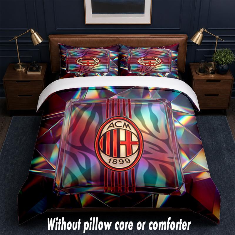 AC Milan Design Bed Bedding Set 1 Duvet Cover + 2 Pillowcases Soft Breathable Household Bed Linens