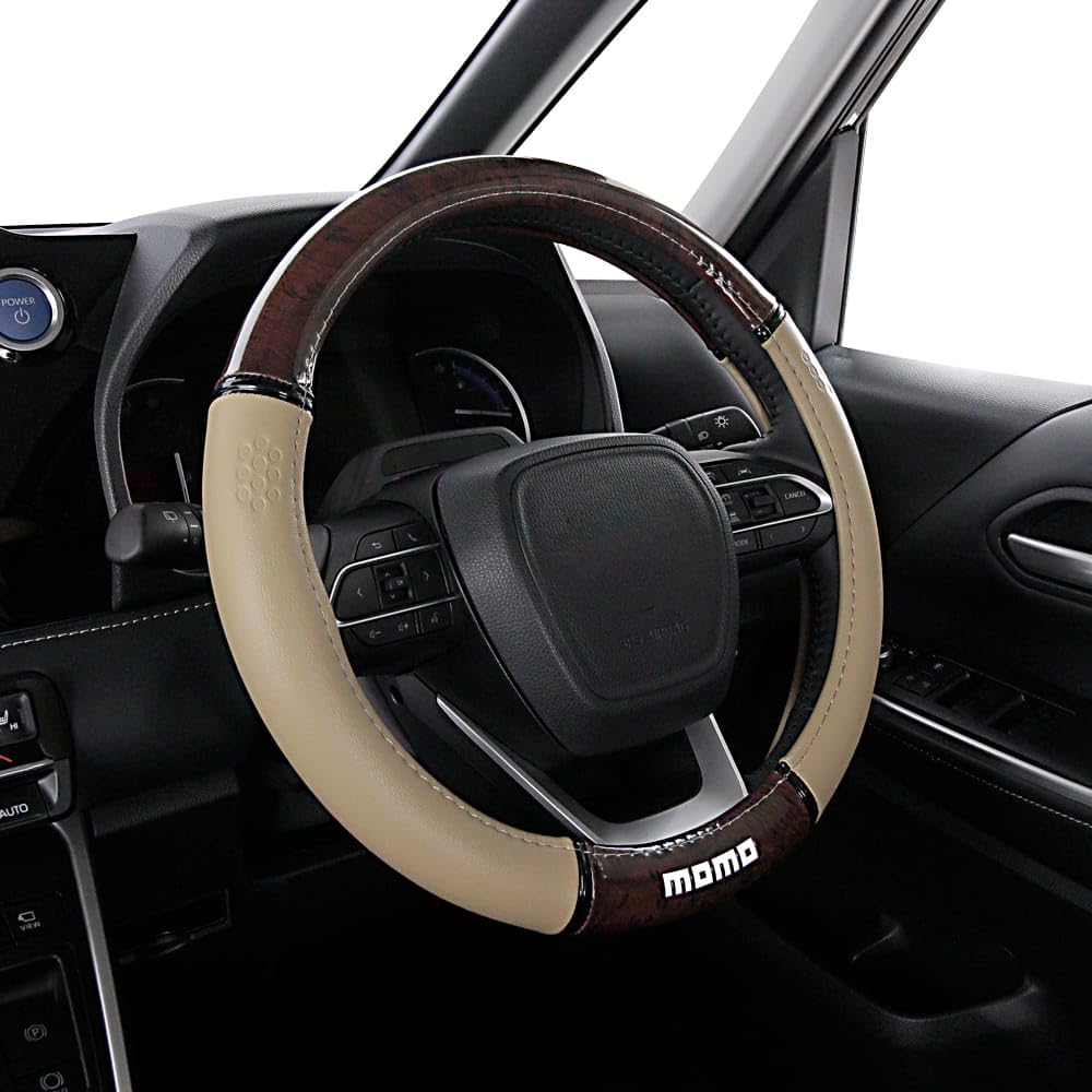 РОСКОШНЫЙ ДЕРЕВЯННЫЙ РУЛЬ MOMO Бежево-коричневый Среднего размера Чехол, Италия, Милан, Дерево,