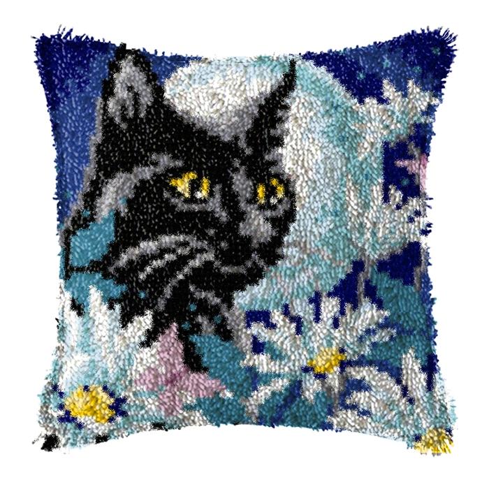 Cute Animal Latch Hook Rug Kits Pillows Smyrna Package Carpet Cat Embroidery Latch Hook Kit Diy Cross Stitch Pillow Knooppakket